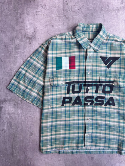 VT Rework : Tutto Passa Check Cropped Reworked Green Shirt