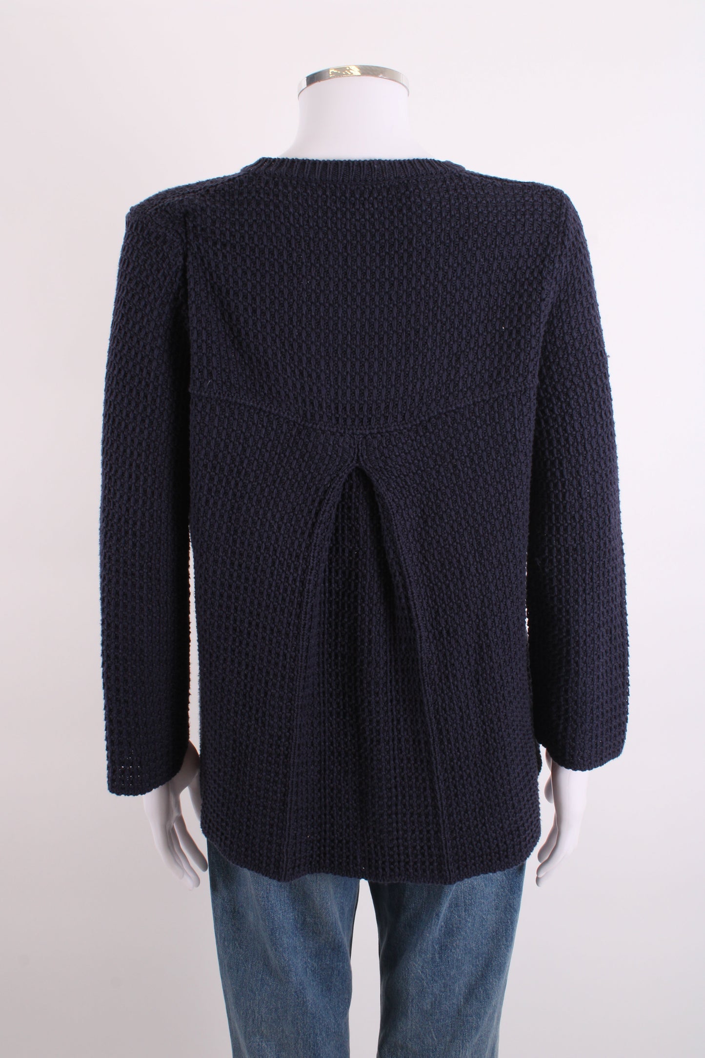 Weekend MaxMara L/S Waffle Knit Cardigan Navy L | Large, Navy
