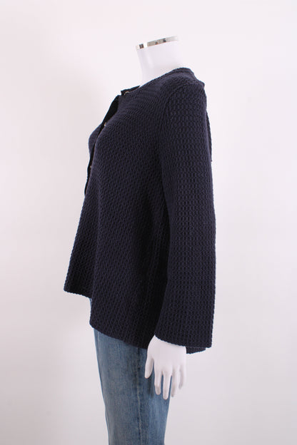 Weekend MaxMara L/S Waffle Knit Cardigan Navy L | Large, Navy