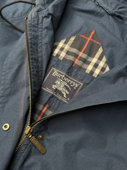 Burberry Logo Button Detail Navy Parka Jacket