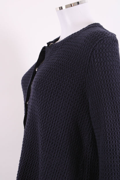 Weekend MaxMara L/S Waffle Knit Cardigan Navy L | Large, Navy