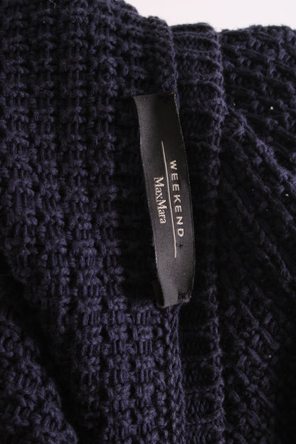 Weekend MaxMara L/S Waffle Knit Cardigan Navy L | Large, Navy