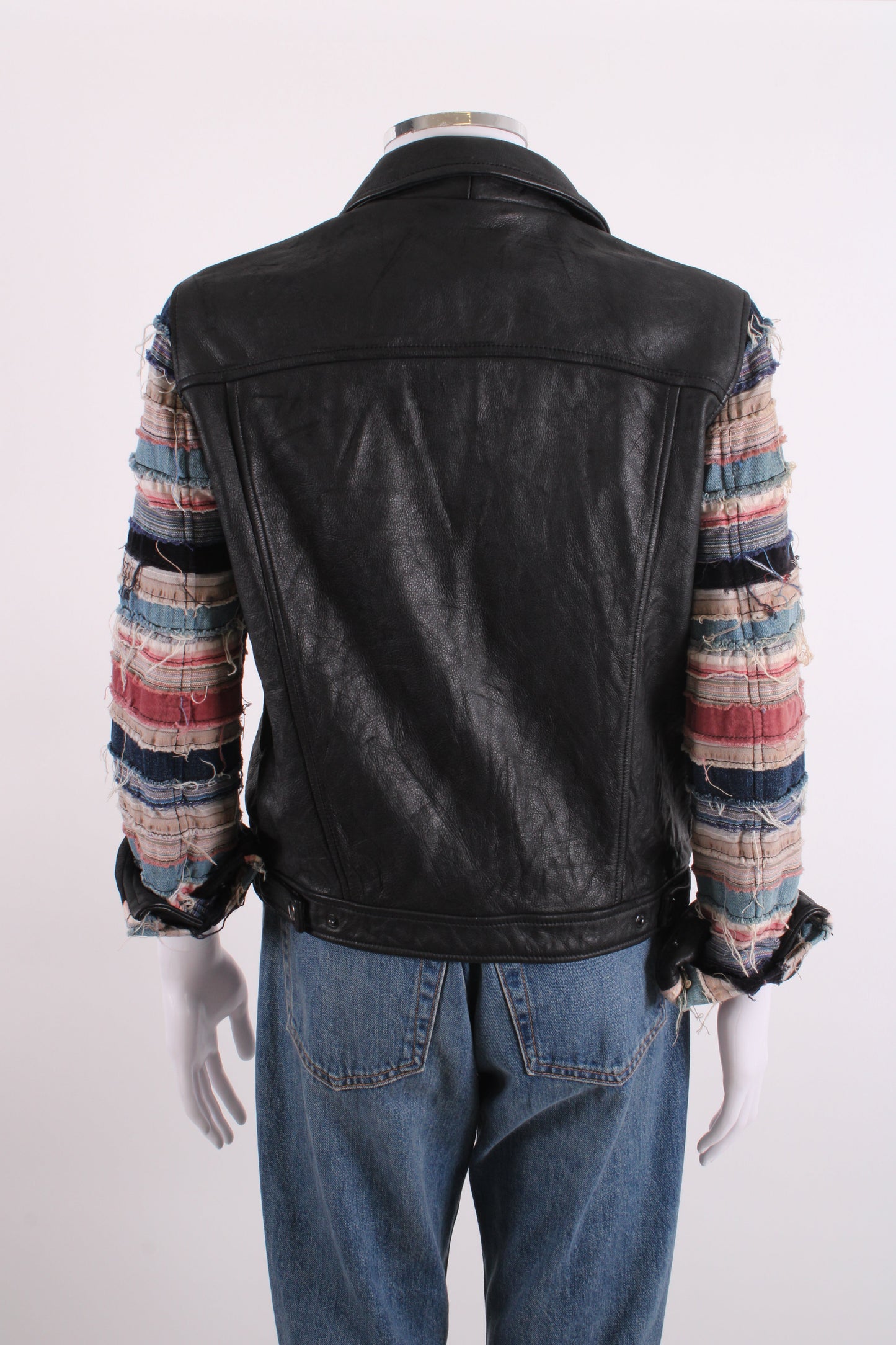Acne Studios Distressed Fabric/ Leather Biker Jacket Black 10 | O/S, Black