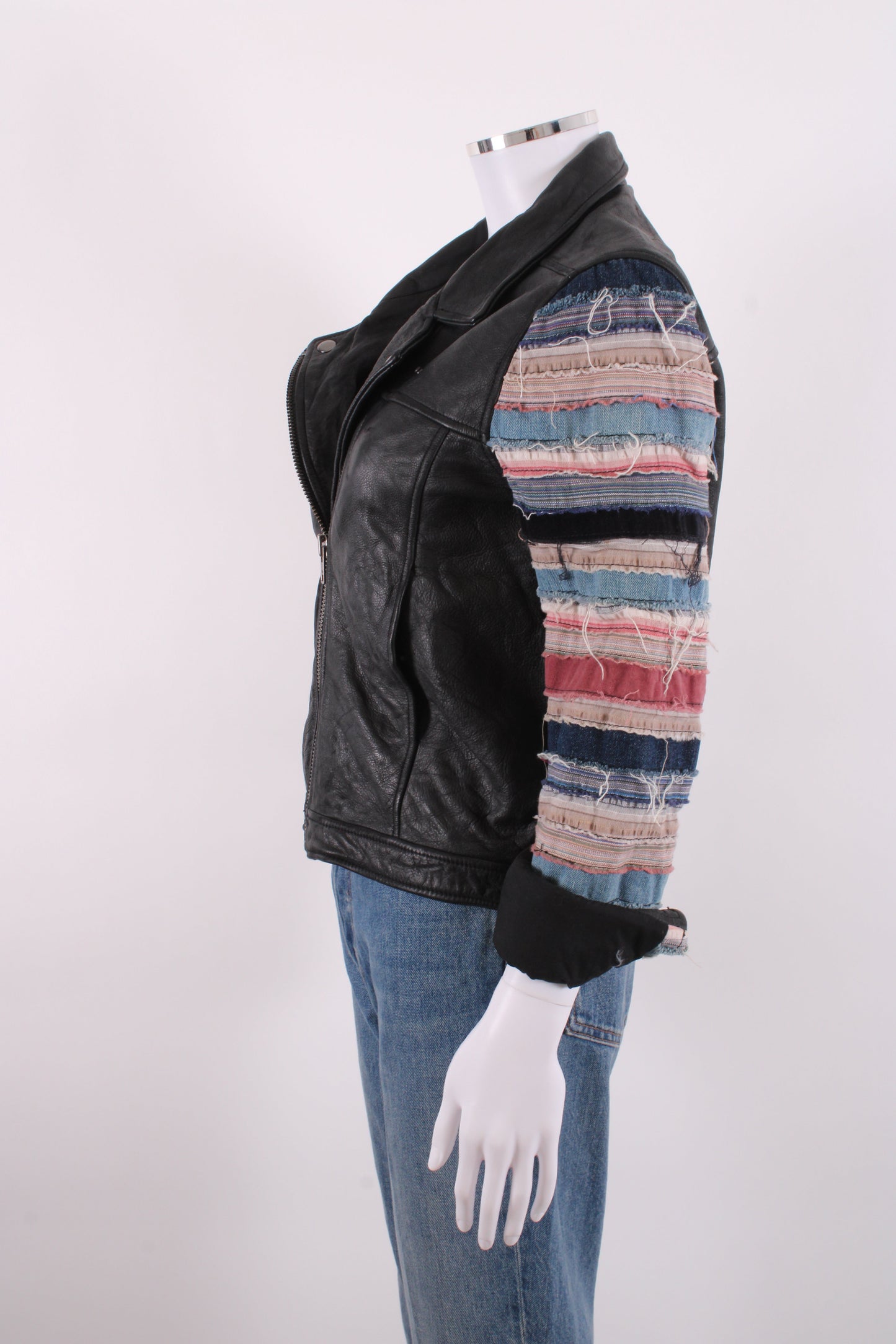 Acne Studios Distressed Fabric/ Leather Biker Jacket Black 10 | O/S, Black