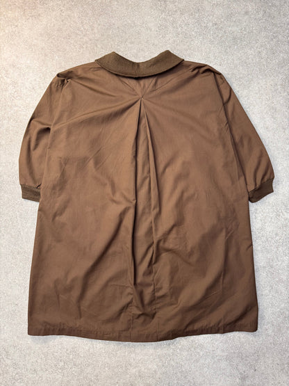 Issey Miyake Oversized Printed Logo Brown Mid-Length Jacket