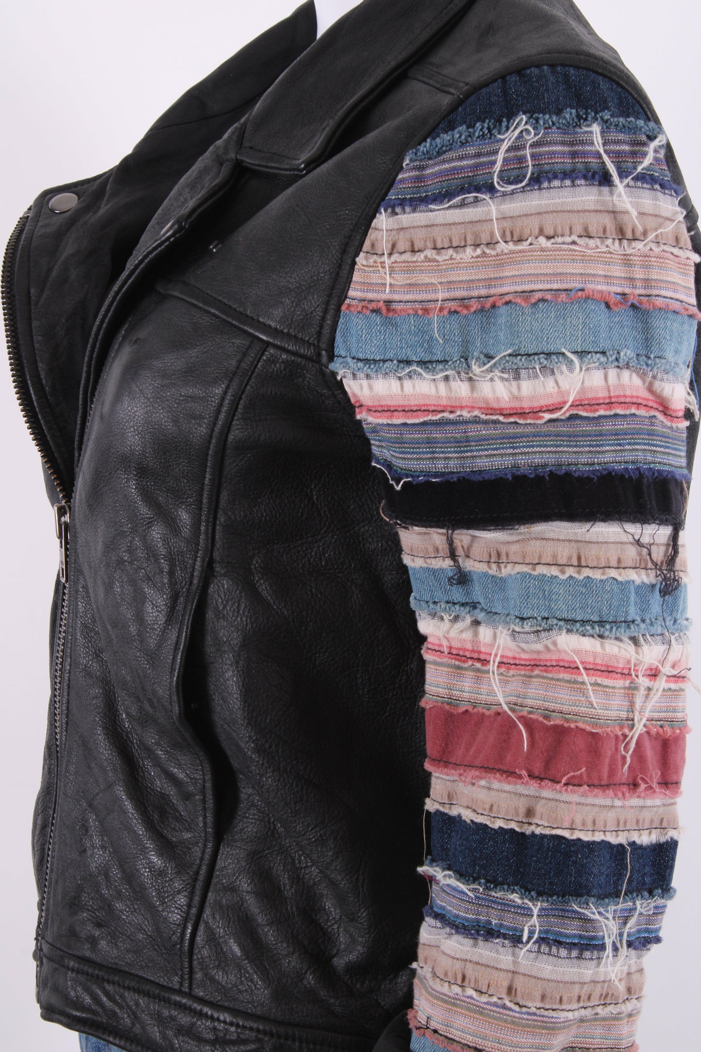 Acne Studios Distressed Fabric/ Leather Biker Jacket Black 10 | O/S, Black