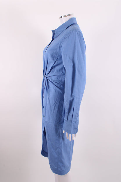 Yves Saint Laurent L/S Ruched Shirt Dress Blue 10 | O/S, Blue