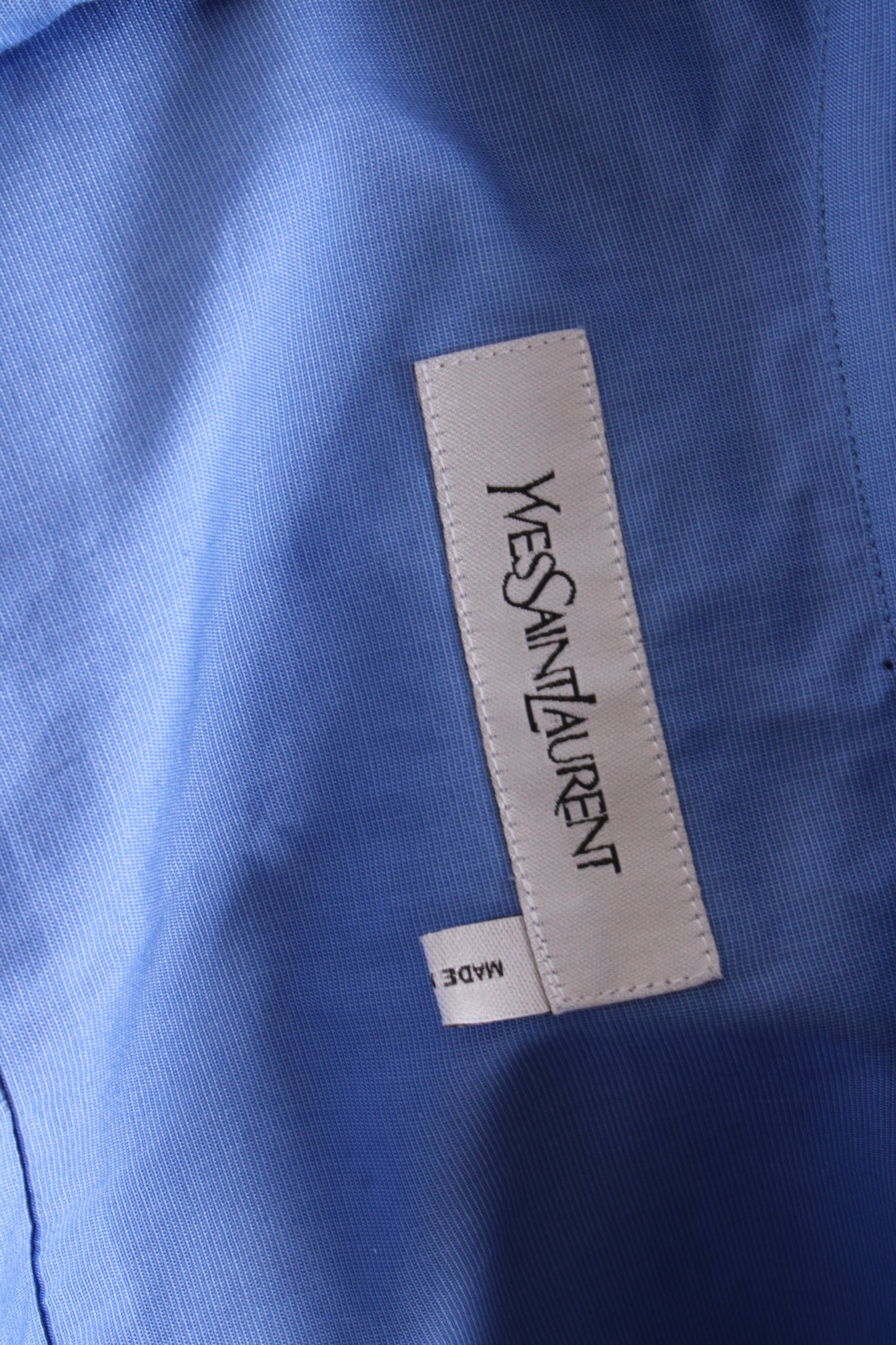 Yves Saint Laurent L/S Ruched Shirt Dress Blue 10 | O/S, Blue