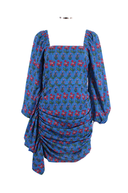 Rhode Floral Draped Dress Blue S | Small, Blue