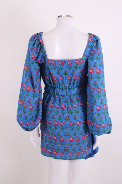 Rhode Floral Draped Dress Blue S | Small, Blue