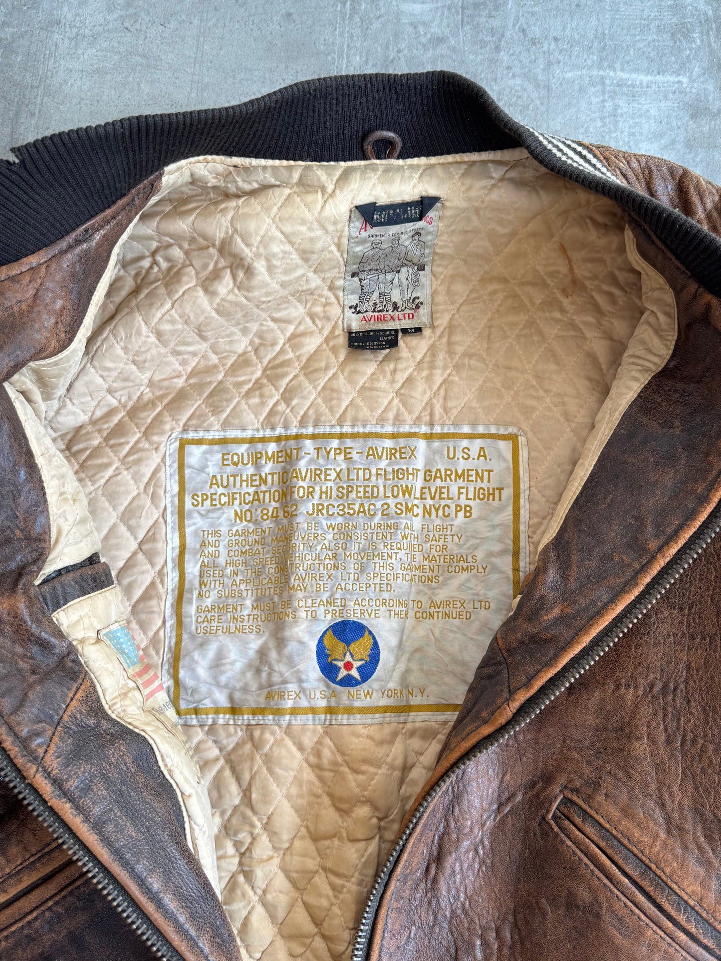 Avirex 'Normandy Campaign' Distressed Brown Leather Flight Jacket