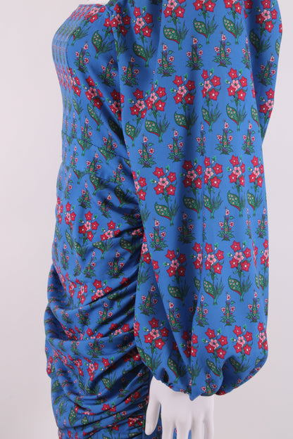 Rhode Floral Draped Dress Blue S | Small, Blue