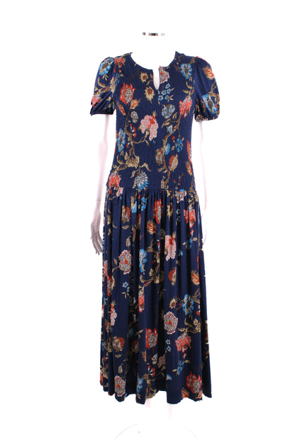 ME+EM S/S Floral Dress Navy/ Orange 10 | O/S, Multicoloured