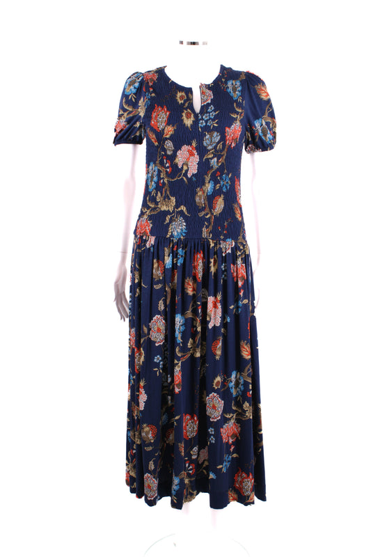 ME+EM S/S Floral Dress Navy/ Orange 10 | O/S, Multicoloured