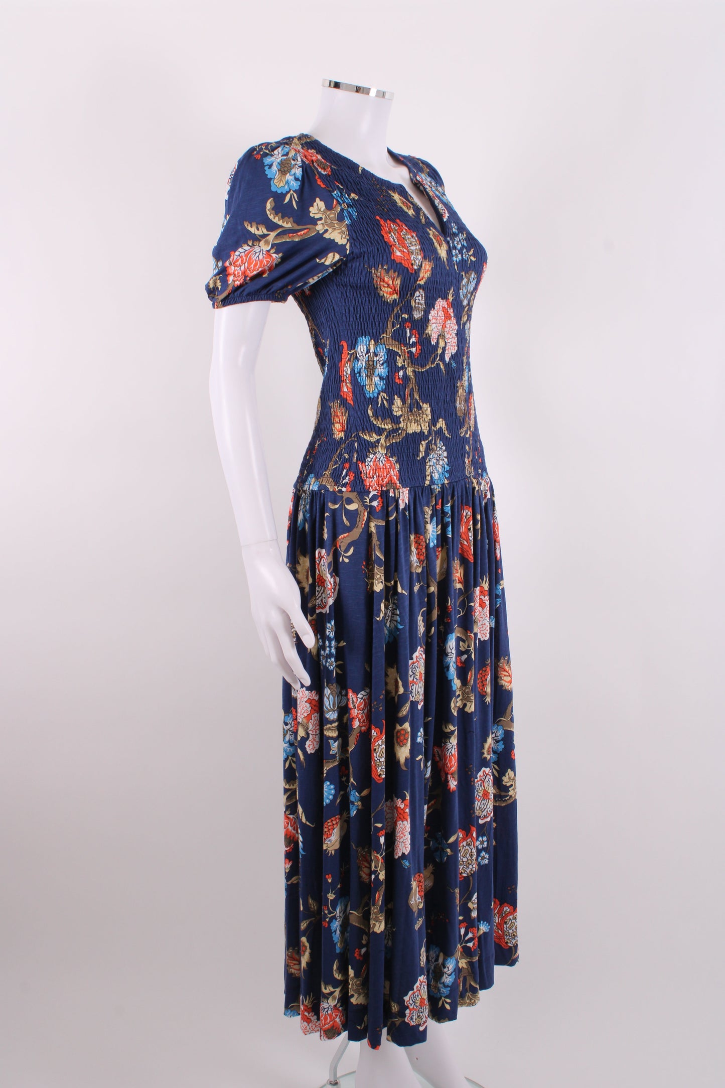 ME+EM S/S Floral Dress Navy/ Orange 10 | O/S, Multicoloured