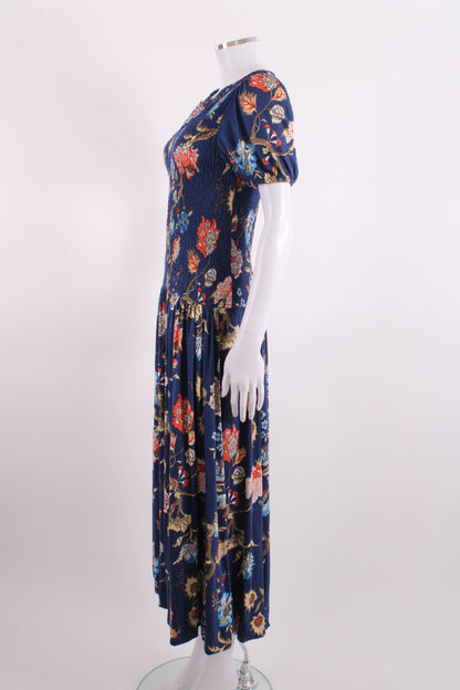ME+EM S/S Floral Dress Navy/ Orange 10 | O/S, Multicoloured