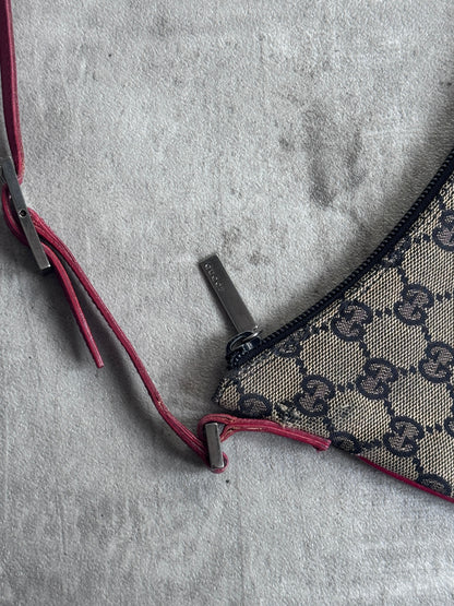 Gucci GG Red Leather Canvas Shoulder Bag