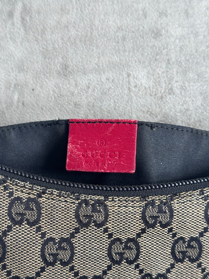 Gucci GG Red Leather Canvas Shoulder Bag