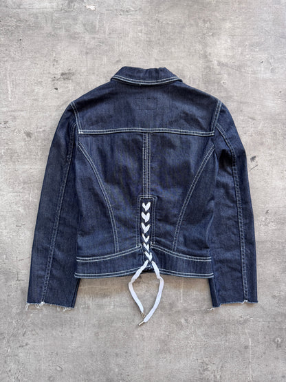 D&G Denim Lace Up Detail Jacket | Extra Small, Multicoloured