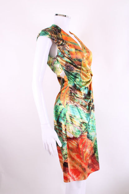 Roberto Cavalli Dress Green/ Orange 12 | Default Title, Green