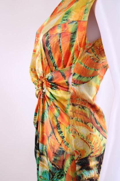Roberto Cavalli Dress Green/ Orange 12 | Default Title, Green