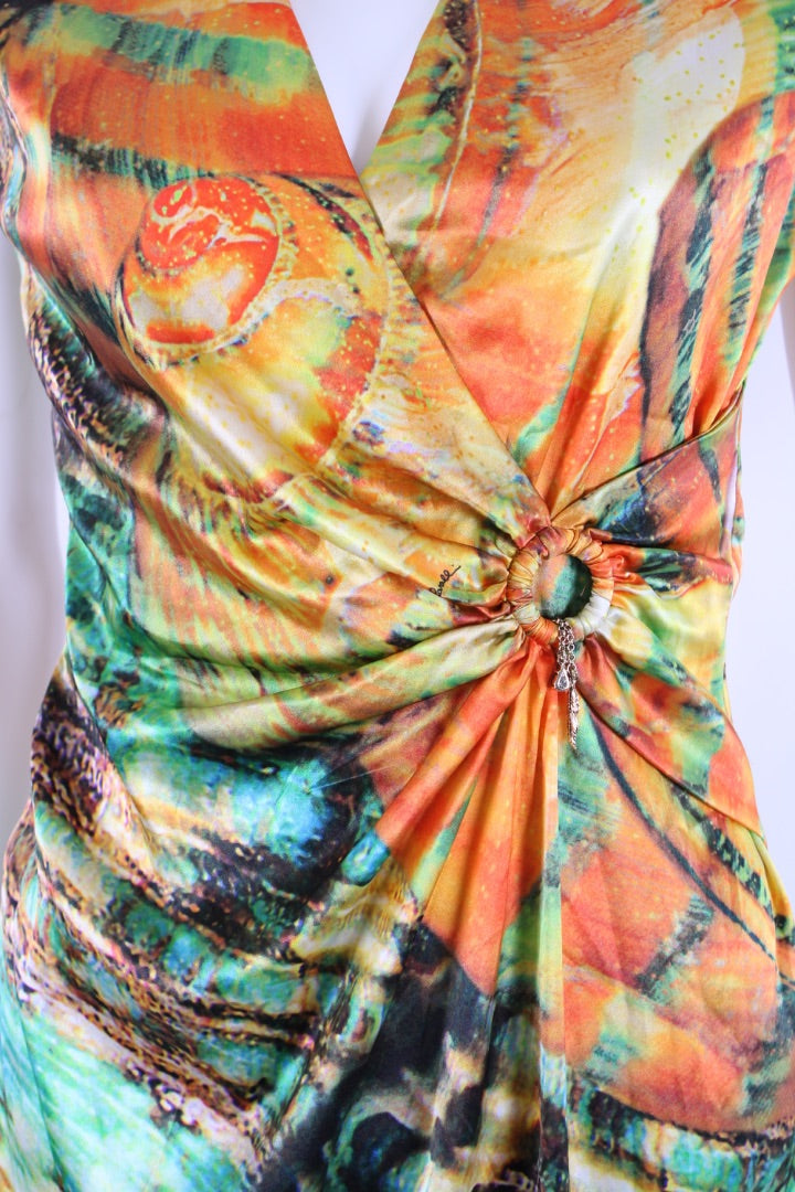 Roberto Cavalli Dress Green/ Orange 12 | Default Title, Green