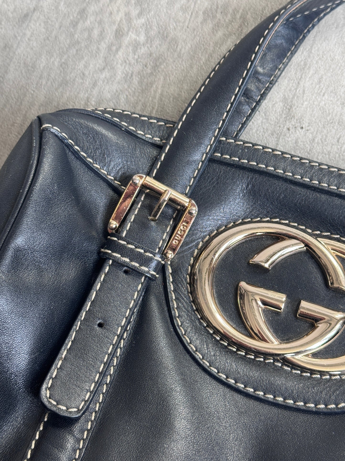 Gucci Boston Patent Leather Handbag