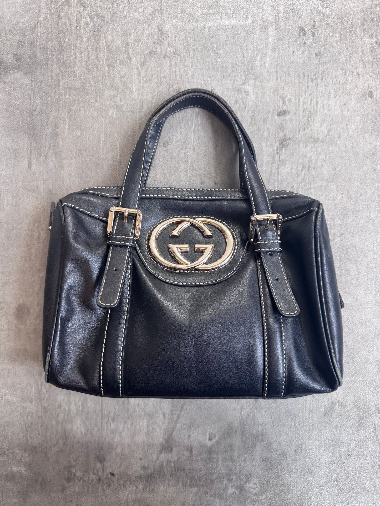 Gucci Boston Patent Leather Handbag