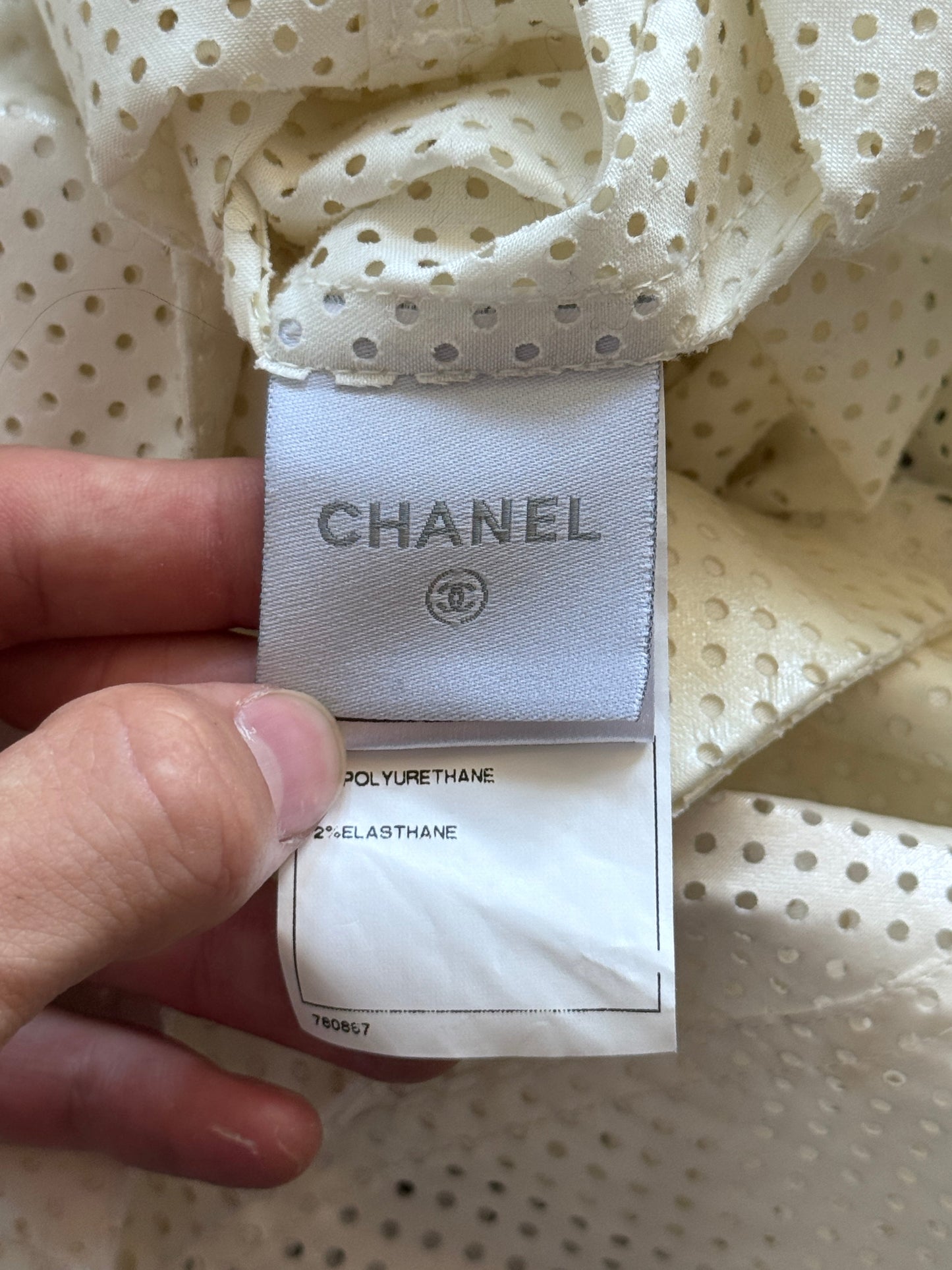 2008 Chanel Perforated Cotton Trench Coat | Small, Multicoloured