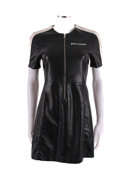 Palm Angels S/S Faux Leather Logo Dress Black/ Cream S | Small, Black