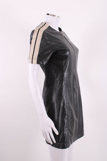 Palm Angels S/S Faux Leather Logo Dress Black/ Cream S | Small, Black