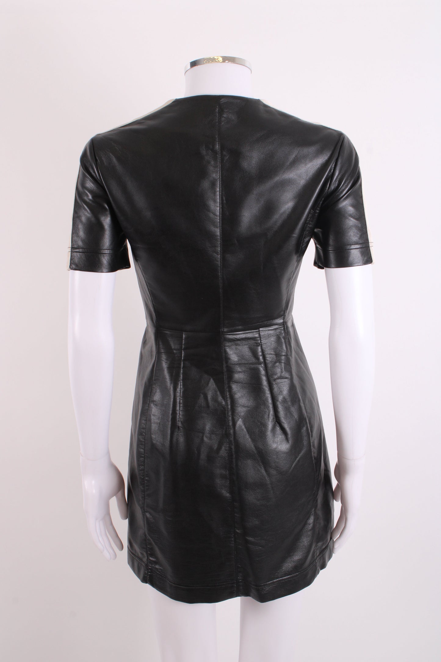 Palm Angels S/S Faux Leather Logo Dress Black/ Cream S | Small, Black