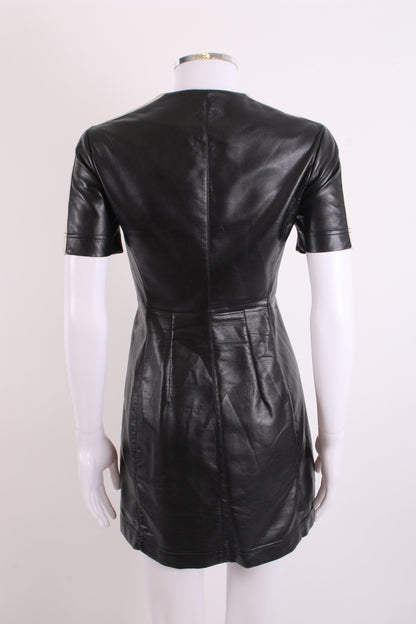 Palm Angels S/S Faux Leather Logo Dress Black/ Cream S | Small, Black