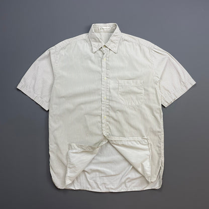 Boneville Brown & Cream 80s Pin Stripe Short Sleeve Pocket Shirt | X-Large, Multicoloured
