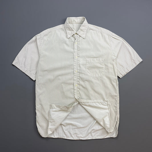 Boneville Brown & Cream 80s Pin Stripe Short Sleeve Pocket Shirt | X-Large, Multicoloured