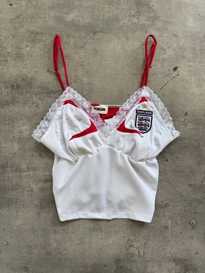 VT Rework : England Football Lace Detail Cami Top | Small, Multicoloured