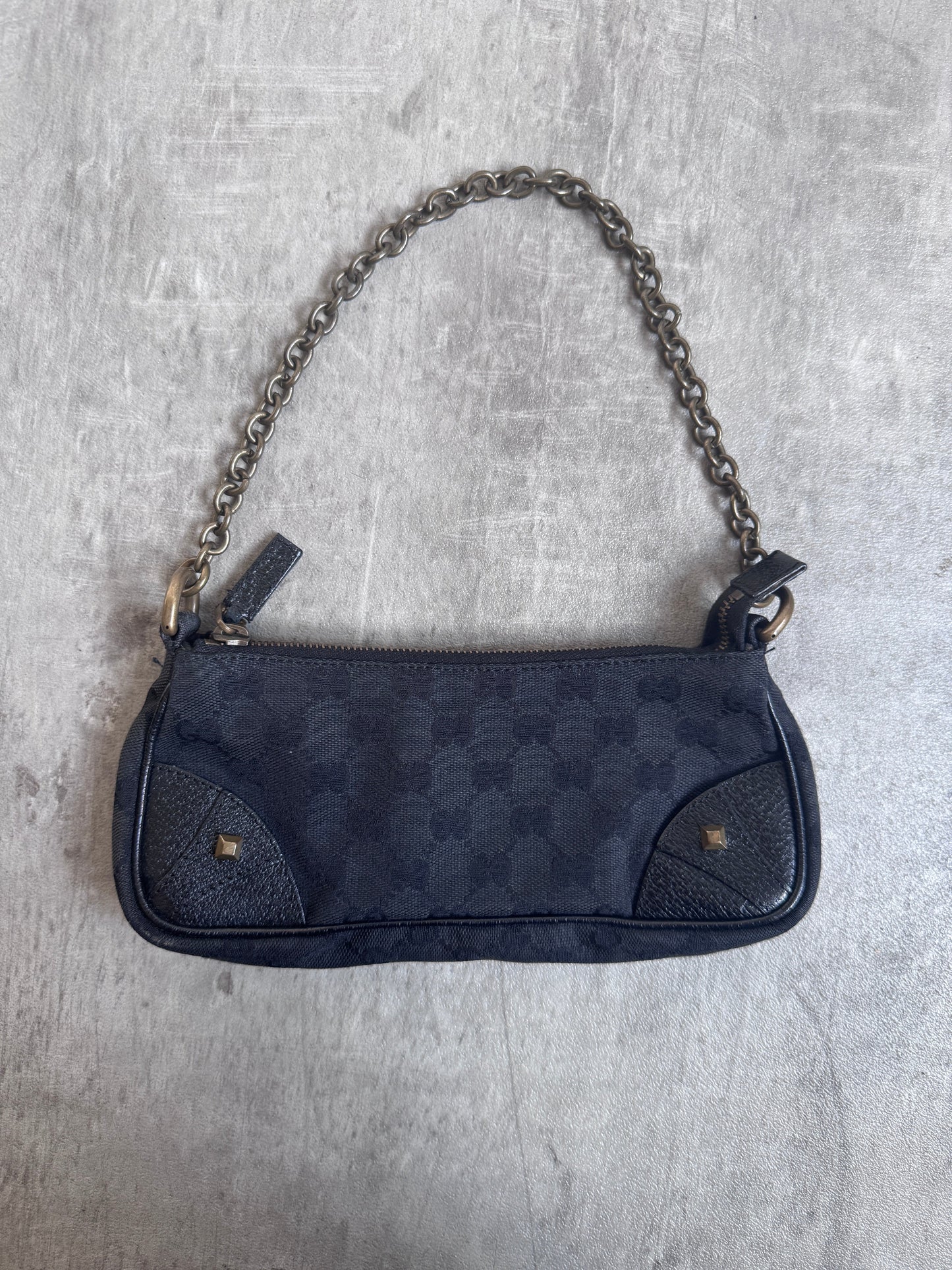 Gucci Horesbit Chain Monogram Black Shoulder Bag