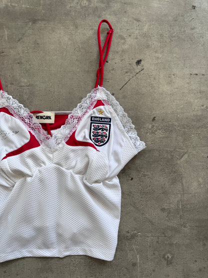 VT Rework : England Football Lace Detail Cami Top | Small, Multicoloured