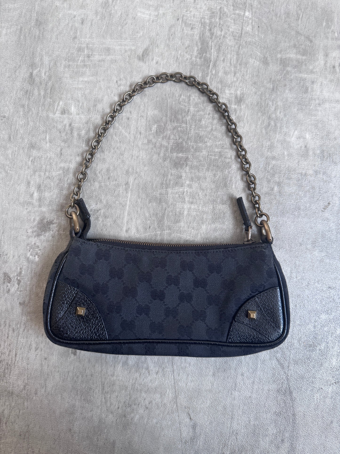 Gucci Horesbit Chain Monogram Black Shoulder Bag