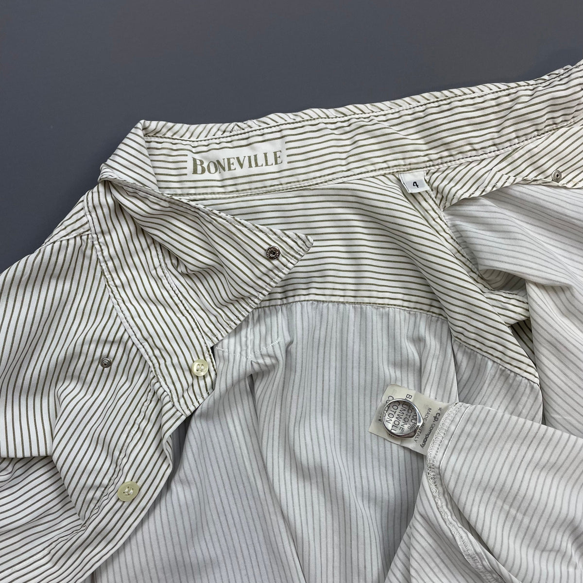 Boneville Brown & Cream 80s Pin Stripe Short Sleeve Pocket Shirt | X-Large, Multicoloured