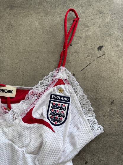 VT Rework : England Football Lace Detail Cami Top | Small, Multicoloured