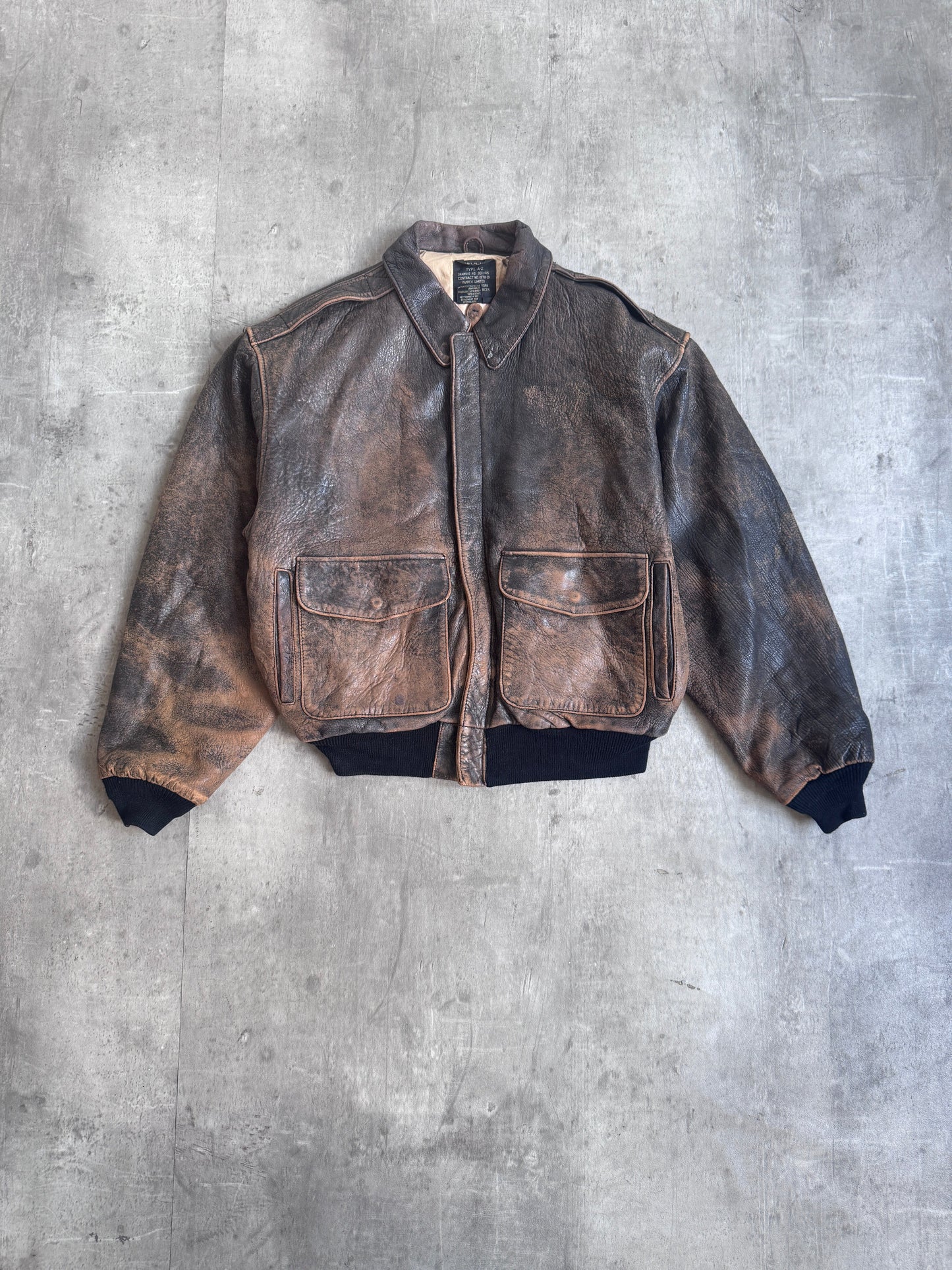 Avirex Brown Distressed Leather Jacket