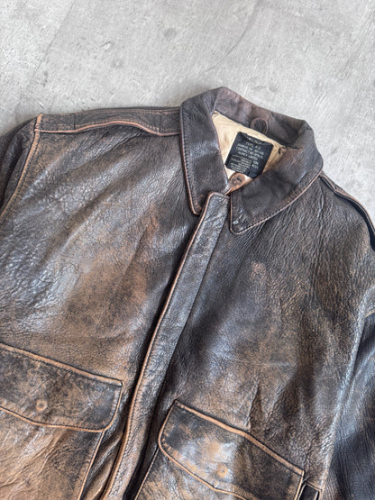 Avirex Brown Distressed Leather Jacket