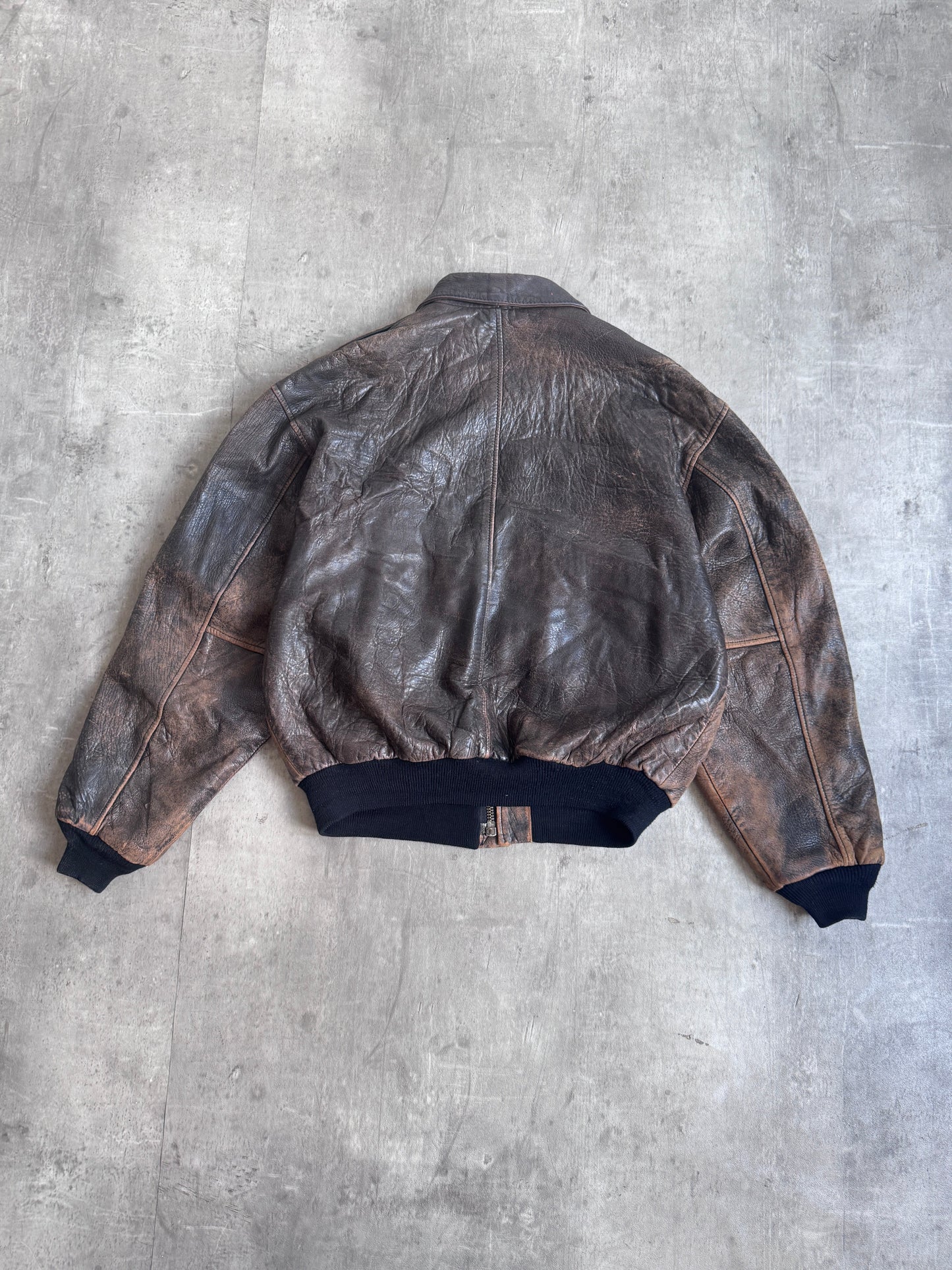 Avirex Brown Distressed Leather Jacket