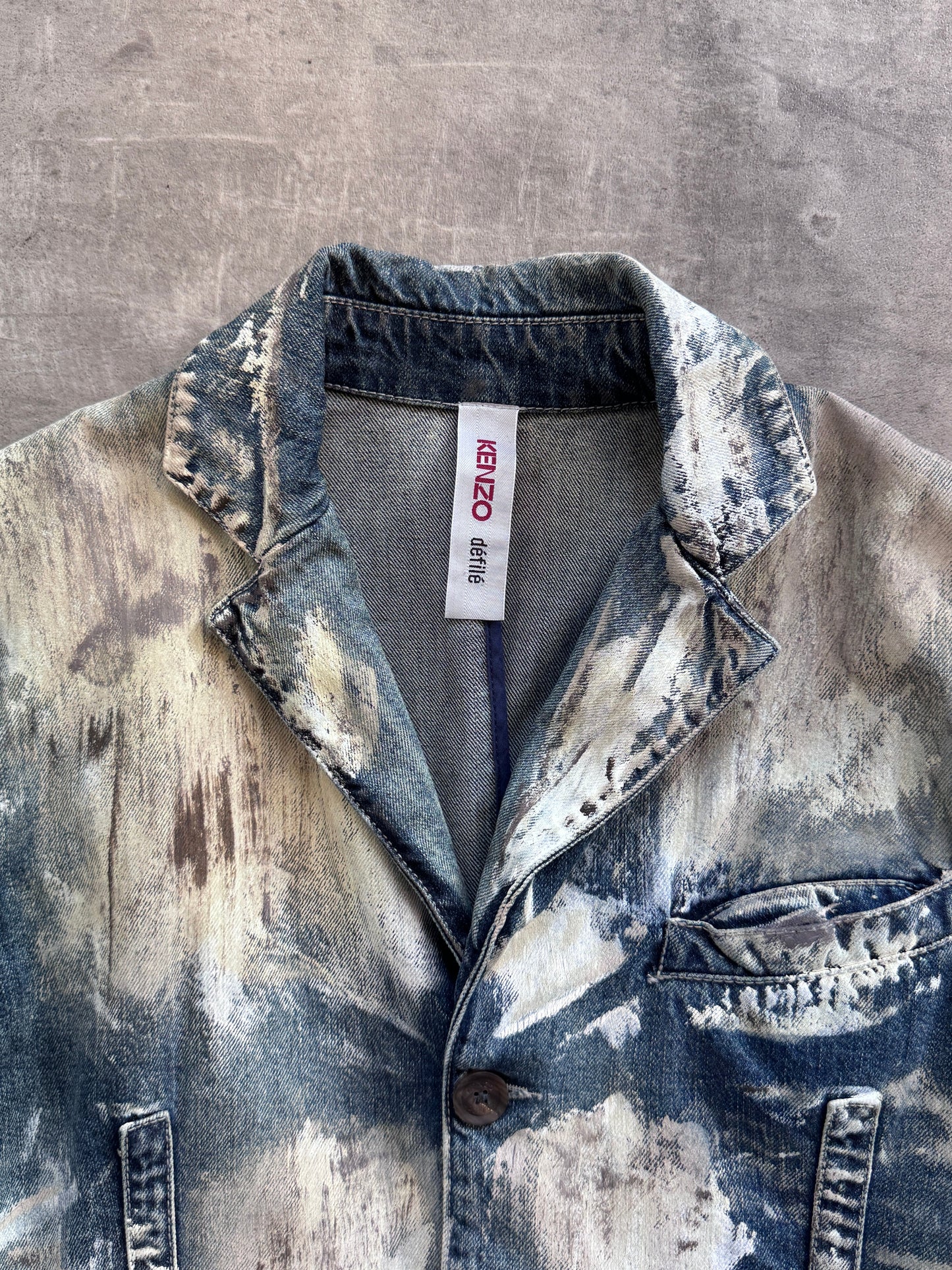 Kenzo Defilé Printed Denim Blazer | Large, Multicoloured