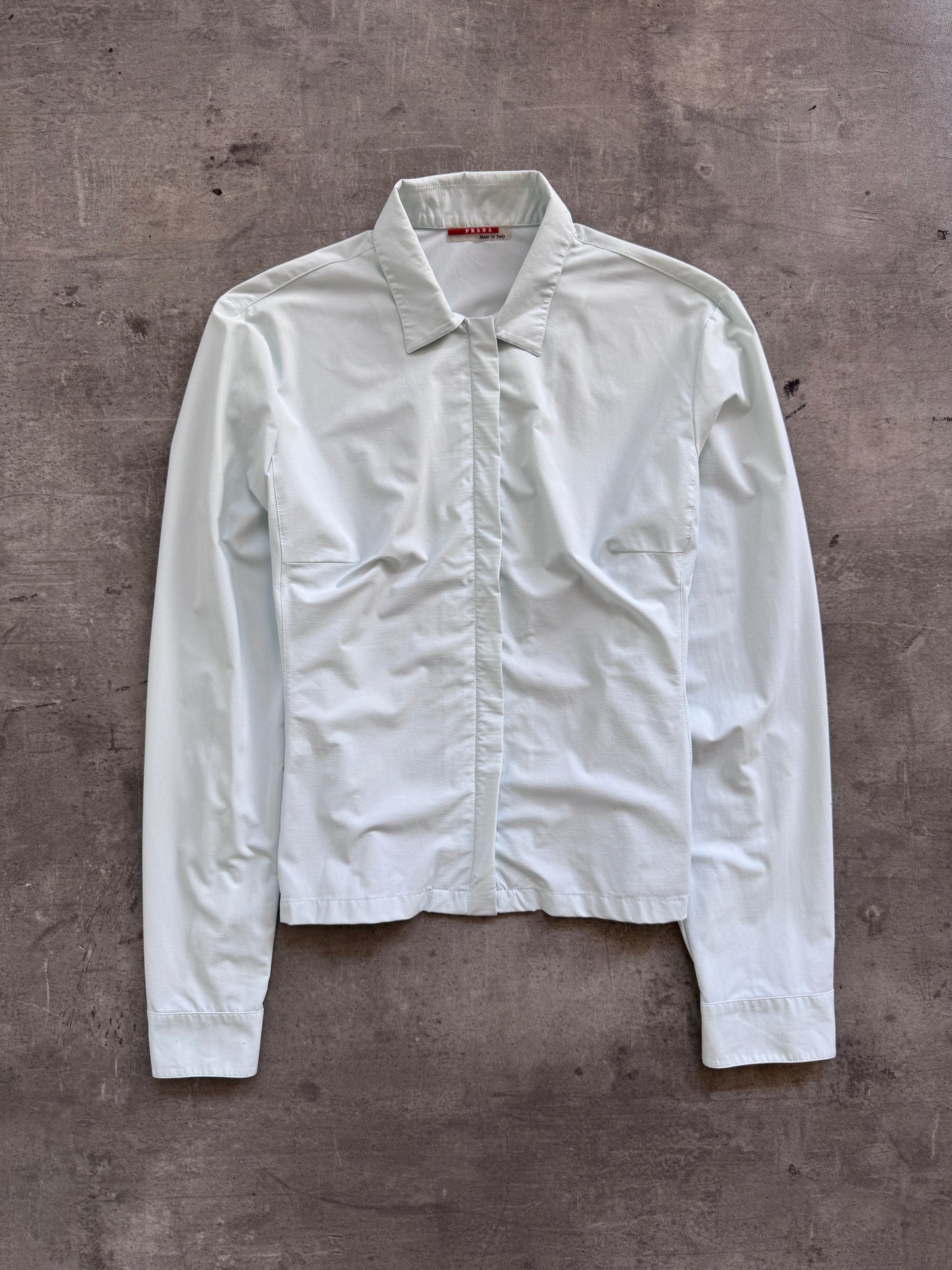 Prada Sport Baby Blue Zip Up Blouse | Exrtra Large, Multicoloured