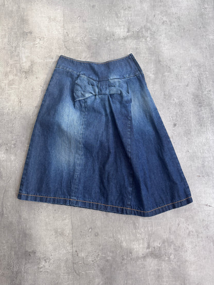 Junya Watanabe x CDG Denim Bow Pleated Midi Skirt