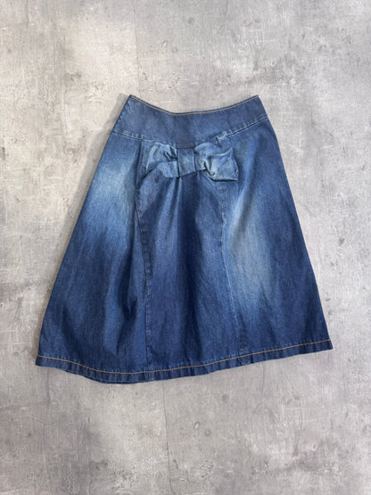 Junya Watanabe x CDG Denim Bow Pleated Midi Skirt
