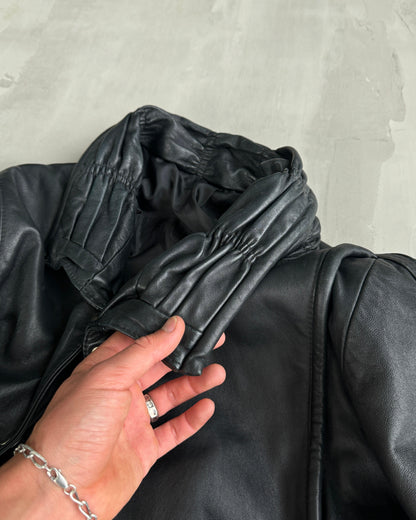 90'S VINTAGE BLACK LEATHER JACKET - XL - Known Source