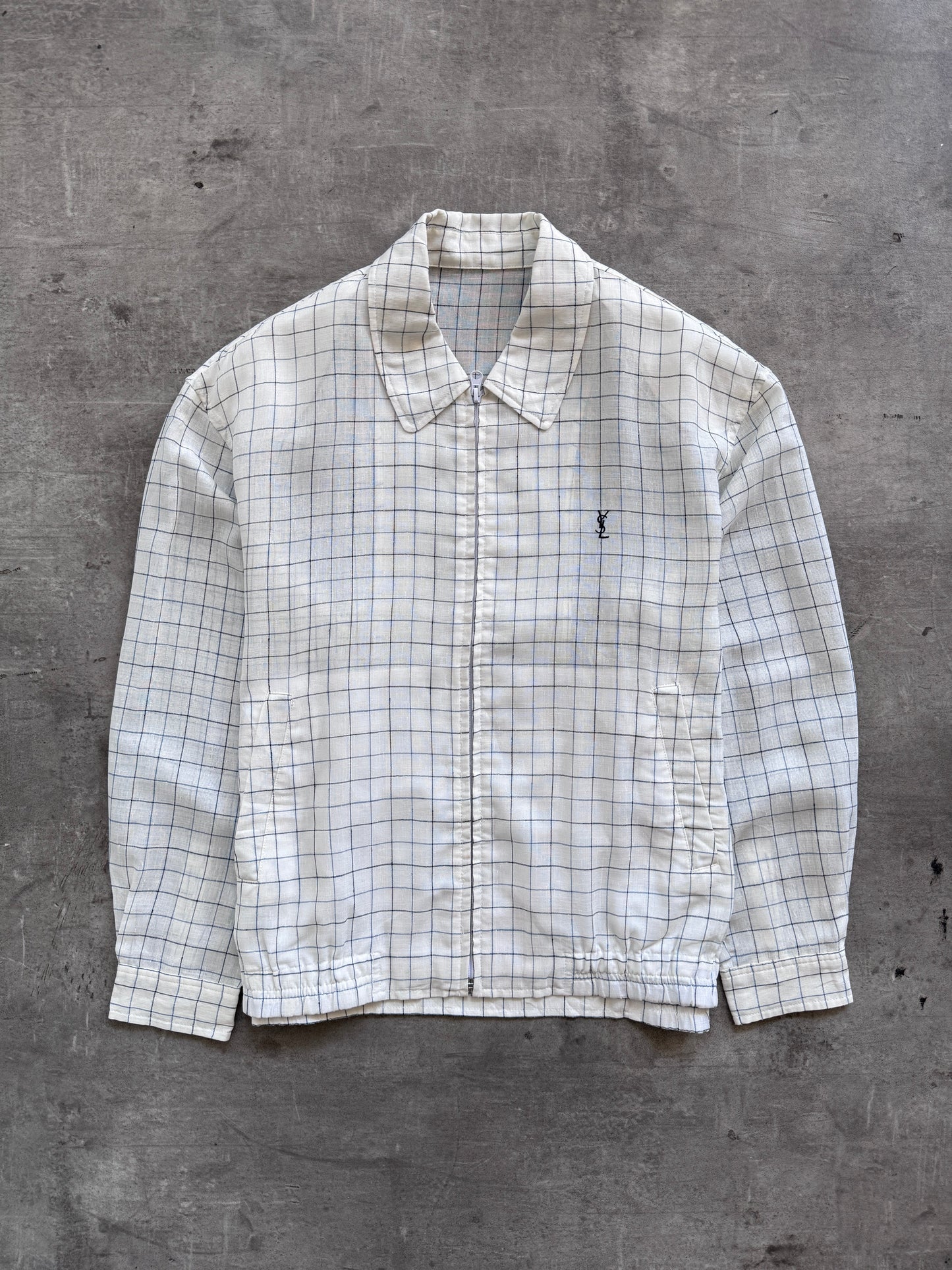YSL Lightweight Cotton Grid Print Bomber | Extra Large, Multicoloured